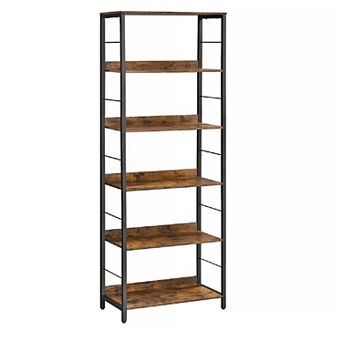 6 tier Bookshelf, Bookcase For Office, Shelving Unit, With Back Panels