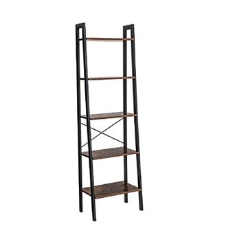 5 tier Bookcase, Plant Stand And Storage Rack Wood Look Accent Furniture With Metal Frame