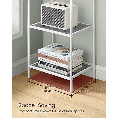 Bookcase, 5-tier Bookshelf, Slim Shelving Unit For Bedroom, Bathroom, Home Office, Tempered Glass