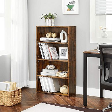 42.3in Bookshelf, Open Bookcase With Adjustable Storage Shelves, Floor Standing Unit - 42.3in