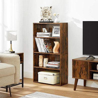 42.3in Bookshelf, Open Bookcase With Adjustable Storage Shelves, Floor Standing Unit - 42.3in