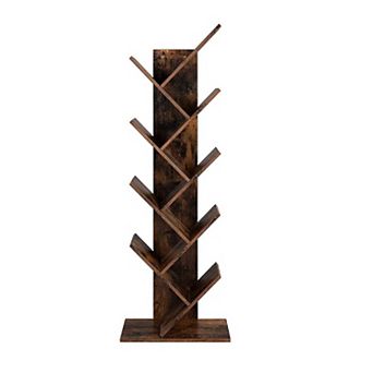 Tree Bookshelf, 8 tier Floor Standing Bookcase, With Wooden Shelves For Living Room, Home Office