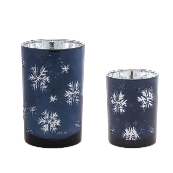 Frosted Votive Candle Holder With Snowflake Design Set Of 2 8676