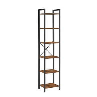 Bookshelf, Narrow Bookcase, Small 6 tier Bookshelf, For Living Room, Bedroom