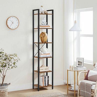 Bookshelf, Narrow Bookcase, Small 6-tiers Bookshelf, For Living Room, Bedroom