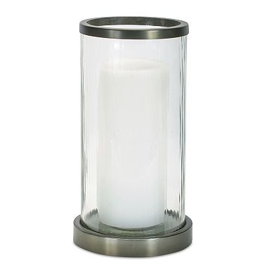 Wavy Glass Hurricane Candle Holder with Metal Stand