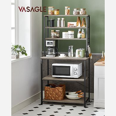 6-tier Industrial Baker's Rack Microwave Oven Stand With 6 Hooks And Metal Frame