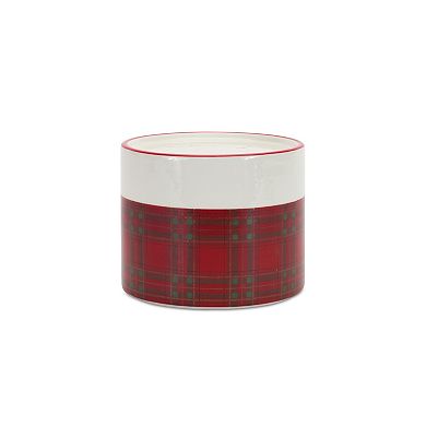 Winter Plaid Ceramic Candle Holder (set Of 2)