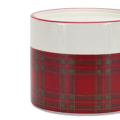 Winter Plaid Ceramic Candle Holder (set Of 2)