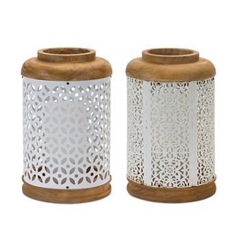 Geometric Punched Metal Lantern (set Of 2)