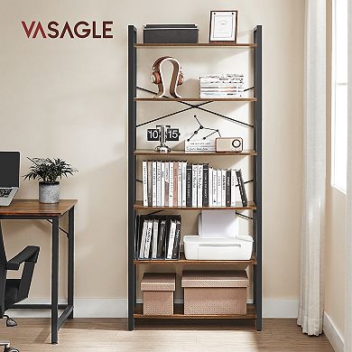 6-tier Bookshelf, Home Office Bookcase, Storage Rack With Steel Frame, For Living Room