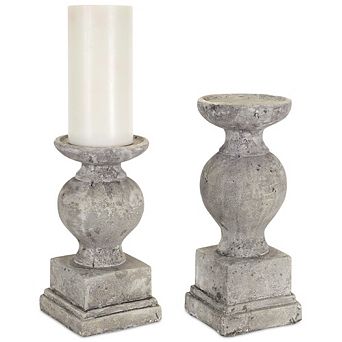 Garden Stone Candle Holder (set Of 2)