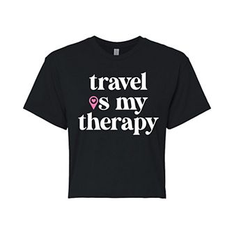 Juniors' Travel Is My Therapy Graphic Tee