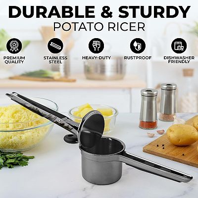 Zulay Kitchen Potato Ricer with 3 Interchangeable Discs