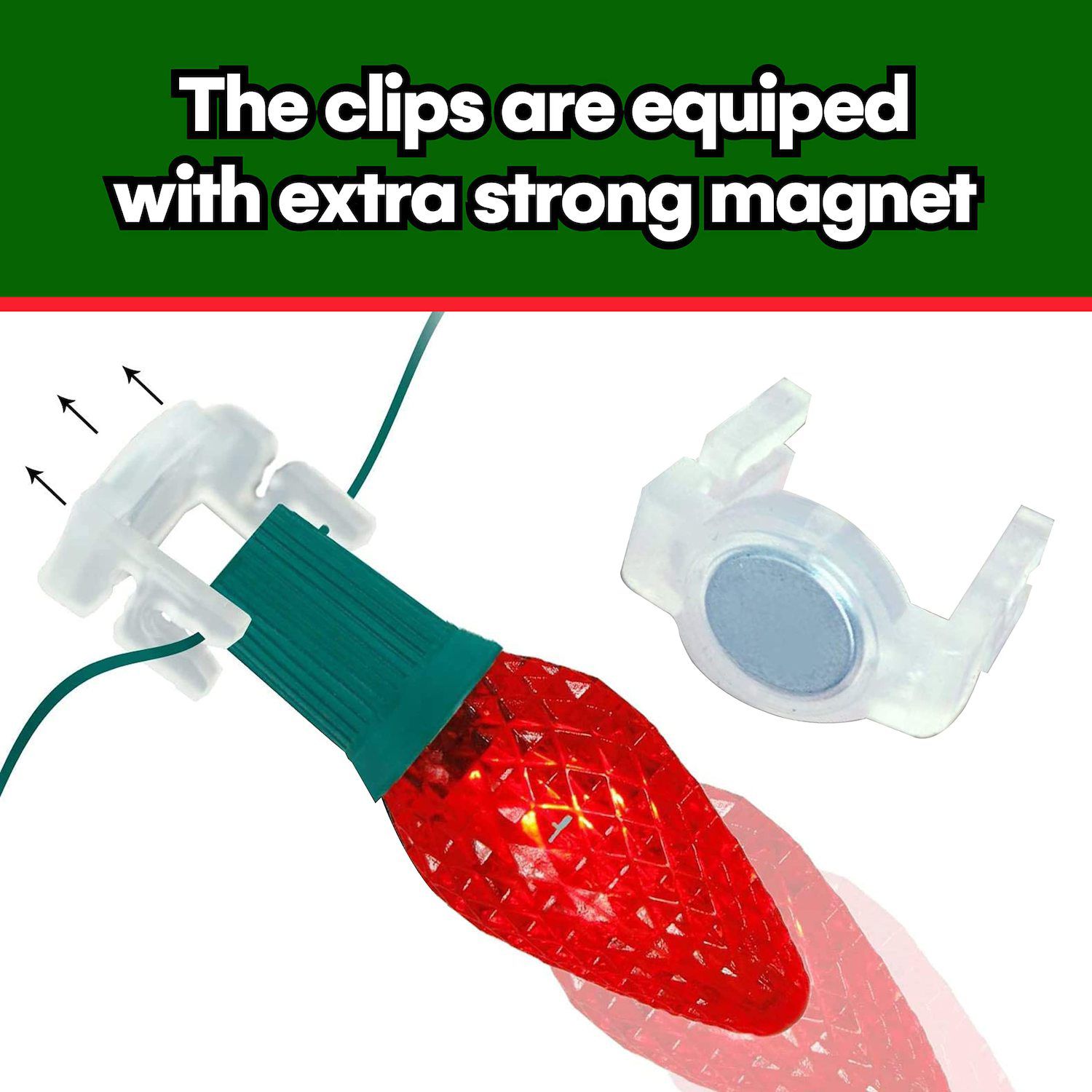 GFQHF Magnetische Weihnachtslicht-Clips – Extra Stark Für C9 Lichter, Dach & Metallflächen