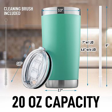 Zulay Kitchen 20oz Stainless Steel Tumbler With Lid and Straw - Travel Coffee Mug Tumbler Cups
