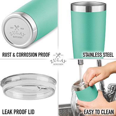 Zulay Kitchen 20oz Stainless Steel Tumbler With Lid and Straw - Travel Coffee Mug Tumbler Cups