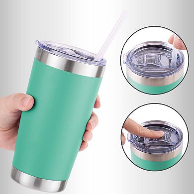 Zulay Kitchen 20oz Stainless Steel Tumbler With Lid and Straw - Travel Coffee Mug Tumbler Cups