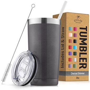 Zulay Kitchen 20oz Stainless Steel Tumbler With Lid and Straw - Travel Coffee Mug Tumbler Cups