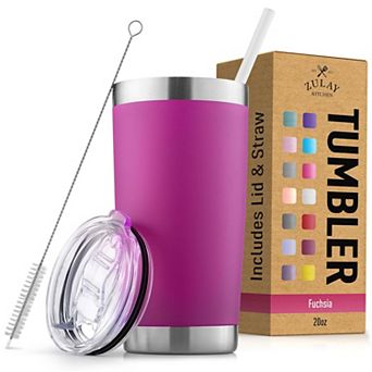 Zulay Kitchen 20oz Stainless Steel Tumbler With Lid and Straw - Travel Coffee Mug Tumbler Cups