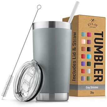 Zulay Kitchen 20oz Stainless Steel Tumbler With Lid and Straw - Travel Coffee Mug Tumbler Cups