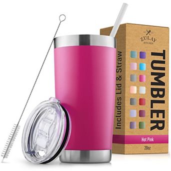 Zulay Kitchen 20oz Stainless Steel Tumbler With Lid and Straw - Travel Coffee Mug Tumbler Cups