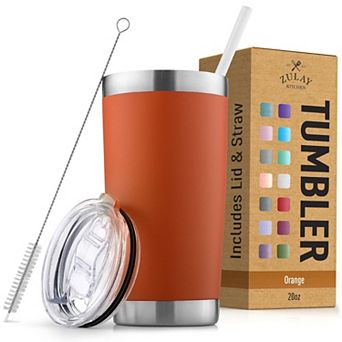 Zulay Kitchen 20oz Stainless Steel Tumbler With Lid and Straw - Travel Coffee Mug Tumbler Cups