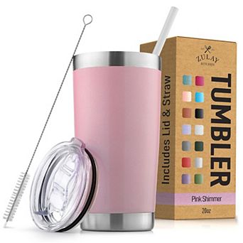 Zulay Kitchen 20oz Stainless Steel Tumbler With Lid and Straw - Travel Coffee Mug Tumbler Cups