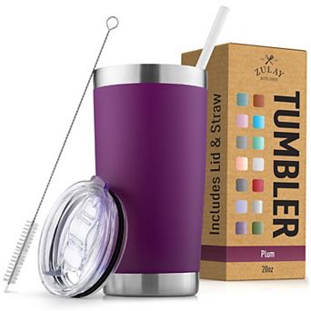 Zulay Kitchen 20oz Stainless Steel Tumbler With Lid and Straw - Travel Coffee Mug Tumbler Cups