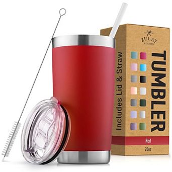 Zulay Kitchen 20oz Stainless Steel Tumbler With Lid and Straw - Travel Coffee Mug Tumbler Cups