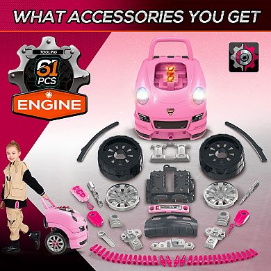 Qaba Mechanic Kids Truck Engine Toy Set, Car Service Play Set,