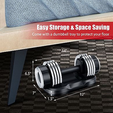 5-in-1 Weight Adjustable Dumbbell With Anti-slip Fast Adjust Turning Handle