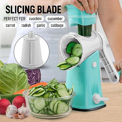 Zulay Kitchen Rotary Cheese Grater with Handle & Upgraded Suction Base