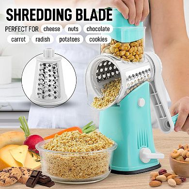Zulay Kitchen Rotary Cheese Grater with Handle & Upgraded Suction Base
