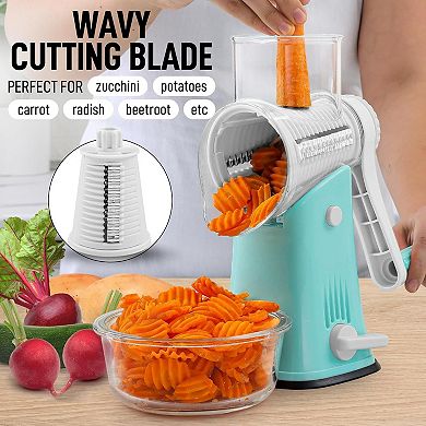 Zulay Kitchen Rotary Cheese Grater with Handle & Upgraded Suction Base