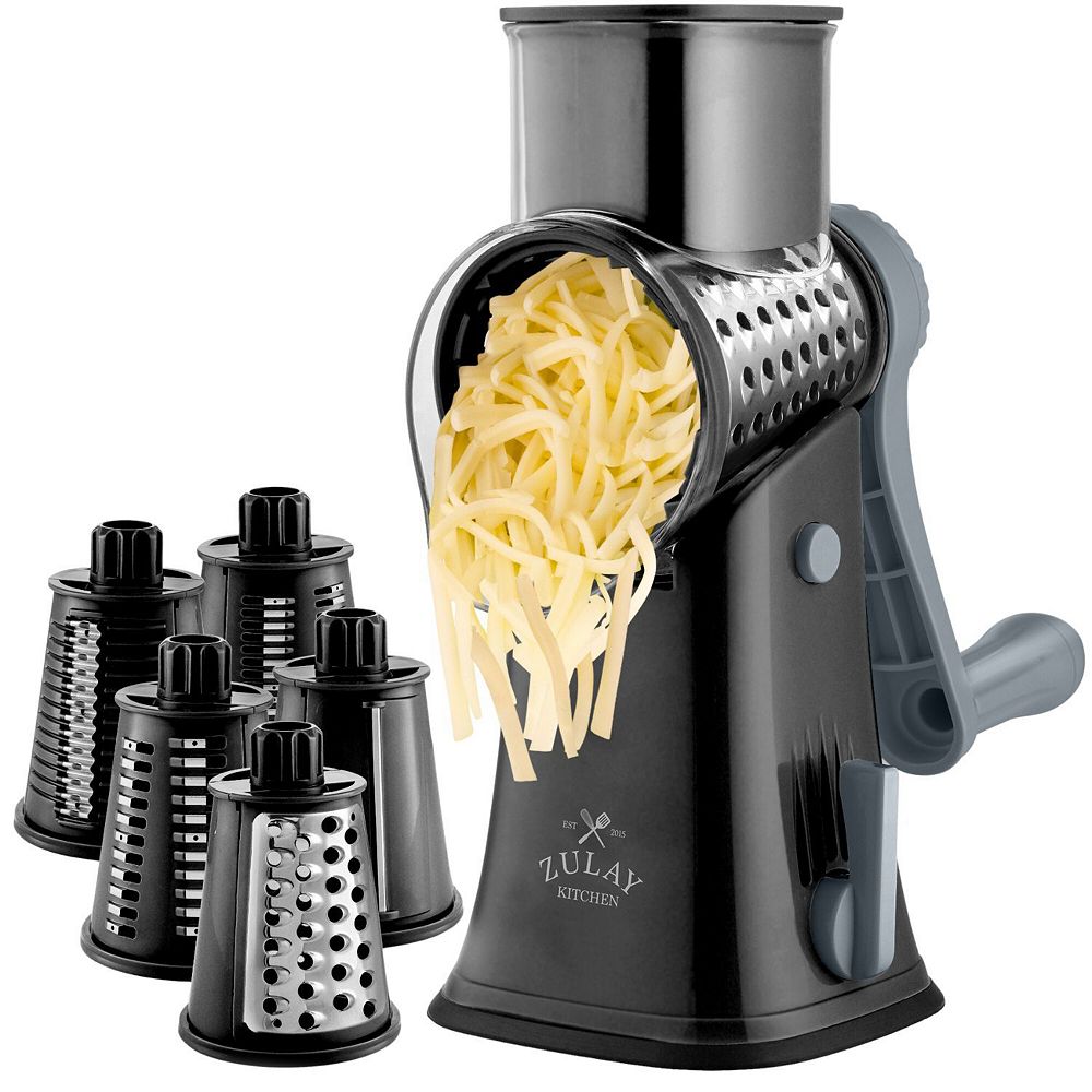 Zulay Kitchen 5 Blade Rotary Cheese Grater with Hand Crank & Reinforced Suction Base