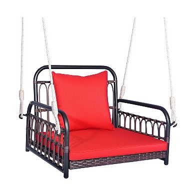 Patio Rattan Porch Swing Hammock Chair With Seat Cushion