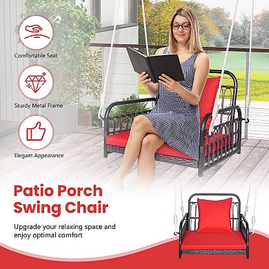 Patio Rattan Porch Swing Hammock Chair With Seat Cushion