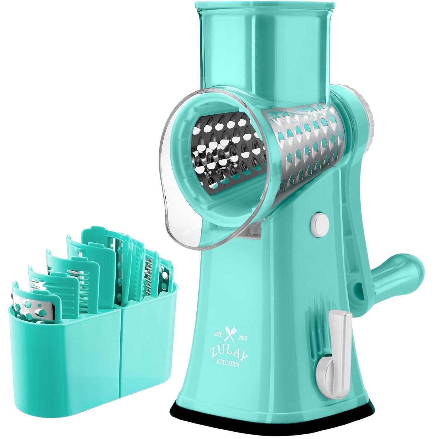 Zulay Kitchen Rotary Cheese Grater with Handle & Upgraded Suction Base