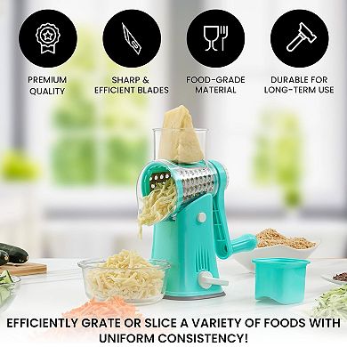 Zulay Kitchen Rotary Cheese Grater with Handle & Upgraded Suction Base