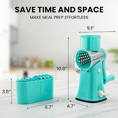 Zulay Kitchen Rotary Cheese Grater with Handle & Upgraded Suction Base