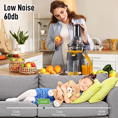 Zulay Masticating Juicer - Slow Juicer Cold Press for Fruits & Vegetables