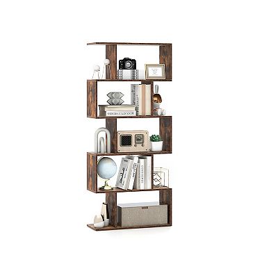 5-tier Bookshelf With Anti-toppling Device For Living Room Home Office