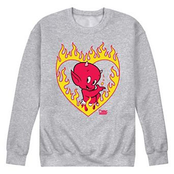 Men's Hot Stuff Little Devil Flame Heart Fleece Sweatshirt