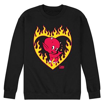 Men's Hot Stuff Little Devil Flame Heart Fleece Sweatshirt