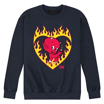 Men's Hot Stuff Little Devil Flame Heart Fleece Sweatshirt