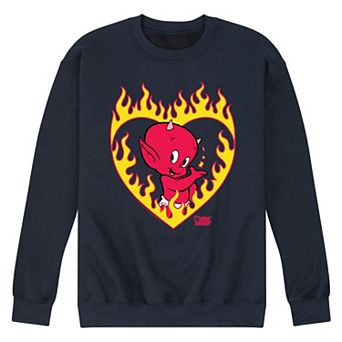 Men's Hot Stuff Little Devil Flame Heart Fleece Sweatshirt
