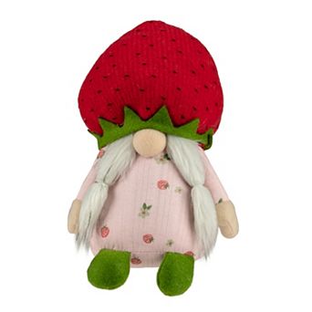 Northlight Green & Red Girl Springtime Strawberry Gnome Table Decor
