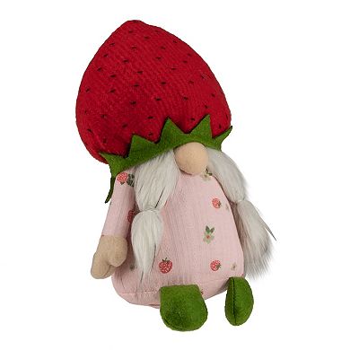 Northlight Green & Red Girl Springtime Strawberry Gnome Table Decor