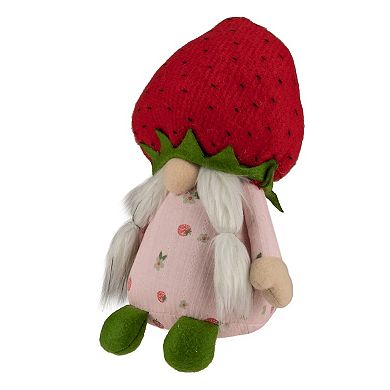 Northlight Green & Red Girl Springtime Strawberry Gnome Table Decor